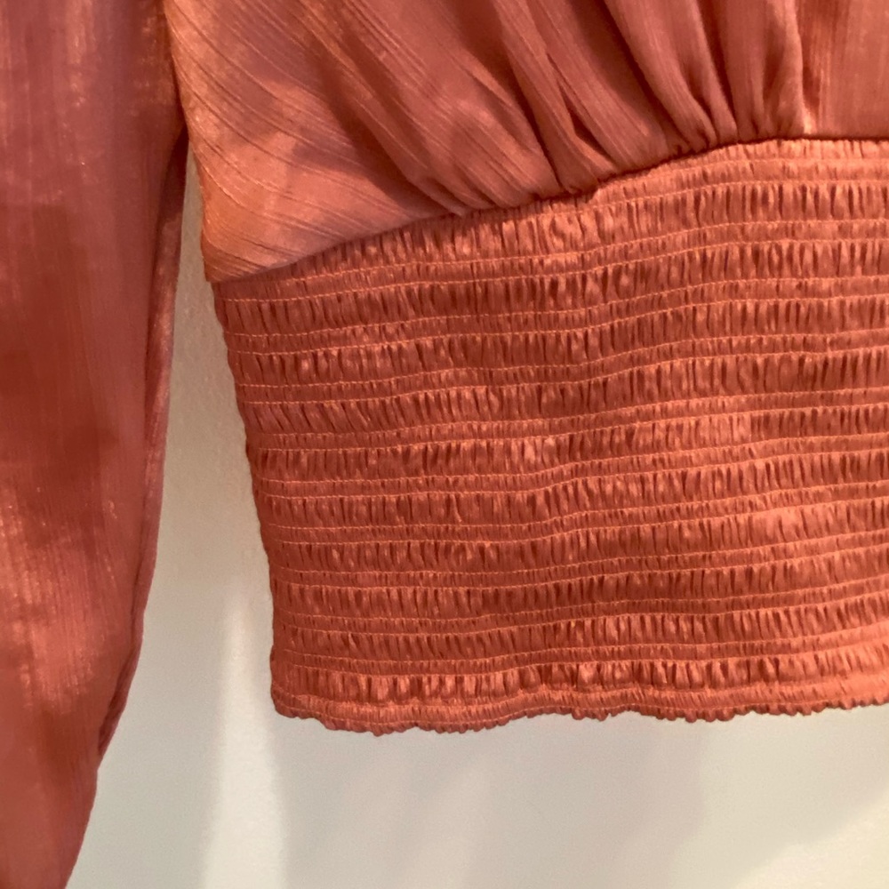 Free People Ladies Long Sleeve Santiago Blouse-Pink Cinnamon - S - Picture 10 of 12